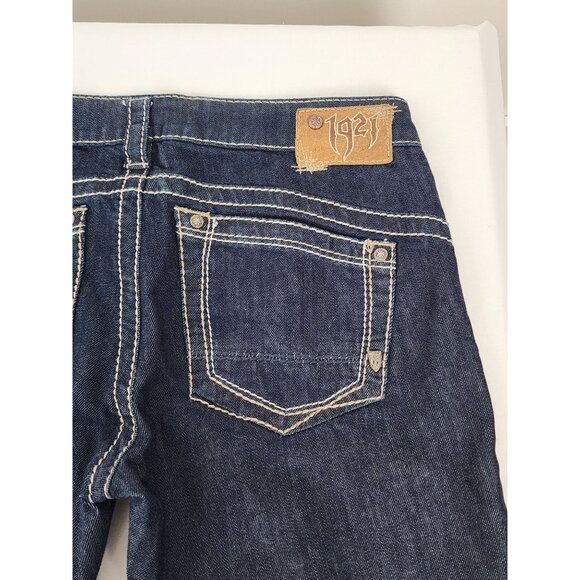 1921 Women's Low Rise Slim Bootcut Dark Wash Jeans 29/34 Y2K Vtg Rocker Denim - Picture 1 of 16